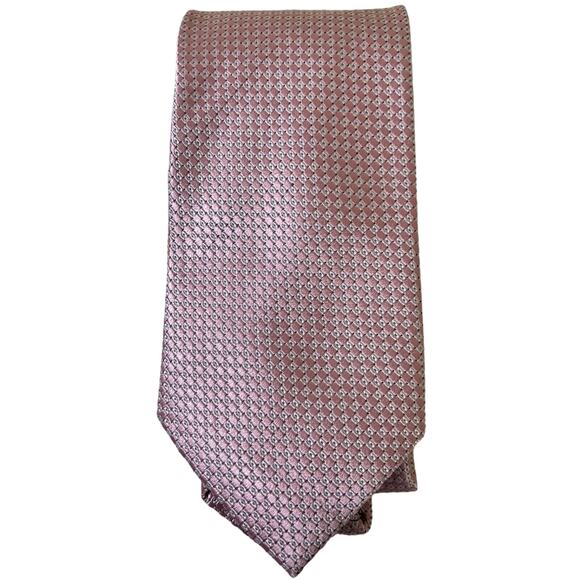 Kenneth Roberts Platinum Silk Necktie Pink Geometric Shimmer Modern Office Tie - Picture 3 of 9